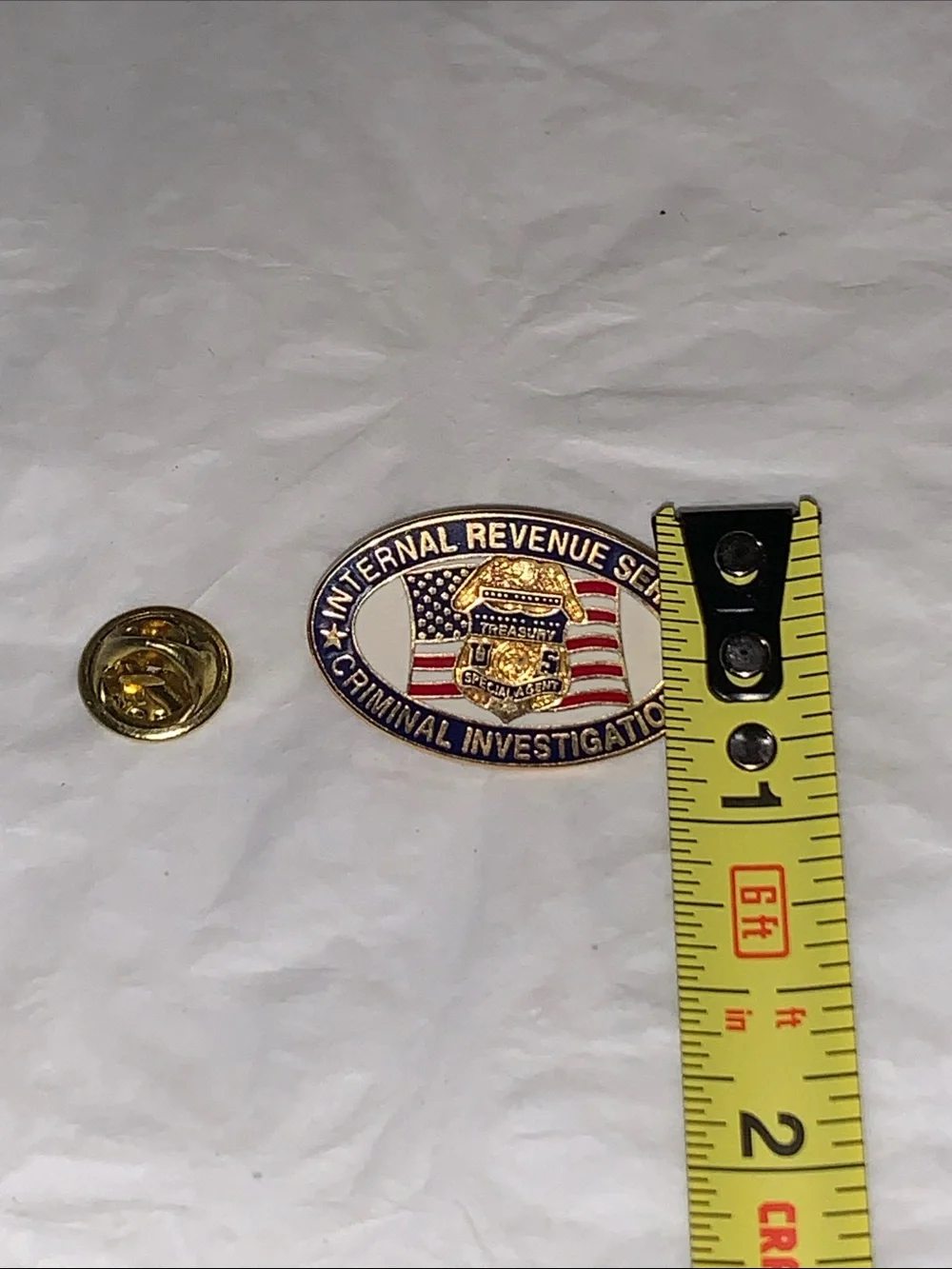 Internal Revenue Service Criminal Investigation Gold & Blue Oval Badge Pin
